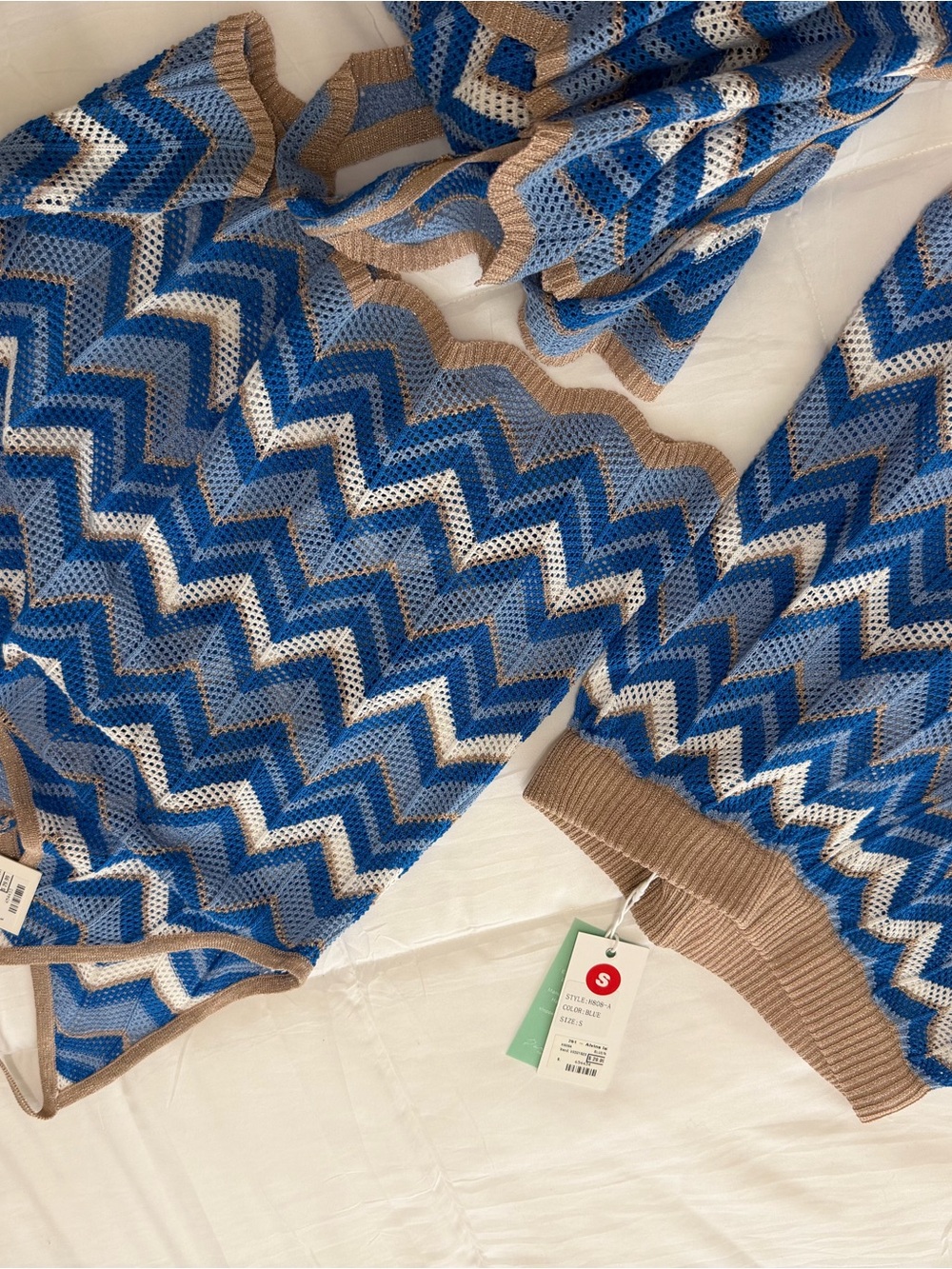 Blue Chevron Knit Sweater - Men's Lightweight Crew